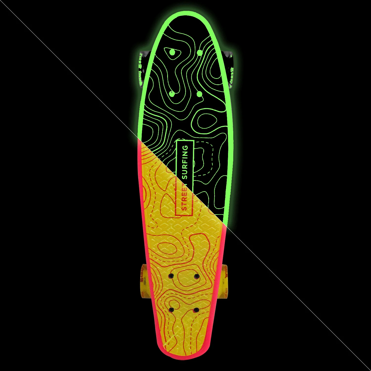 Street Surfing Plastic Cruiser Beach Board Glow Topographic - Image 2