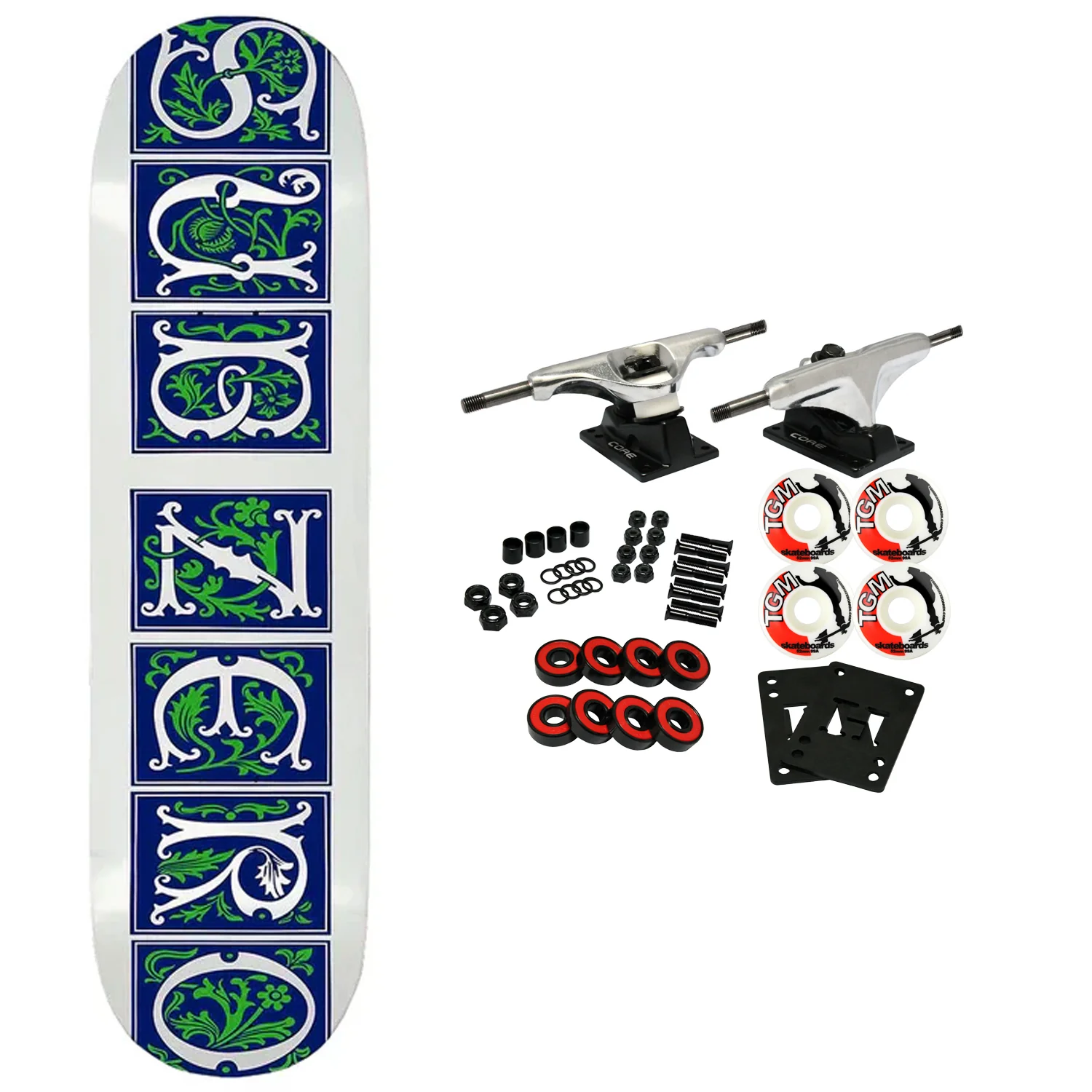 Sub Zero Skateboard Complete Vines Screenprinted White 8.5" x 31.65"