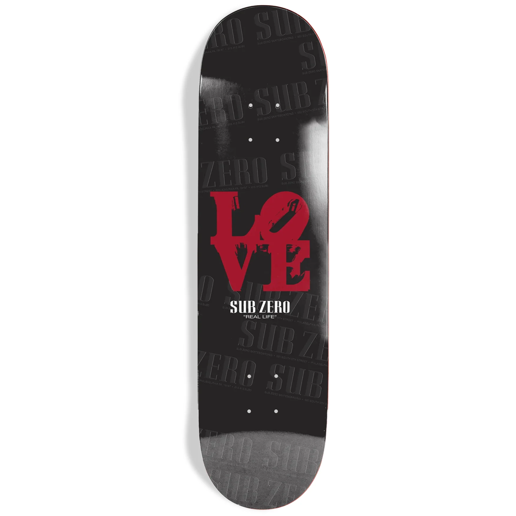 Sub Zero Skateboard Deck Love Park III 8.5" x 31.95" Black