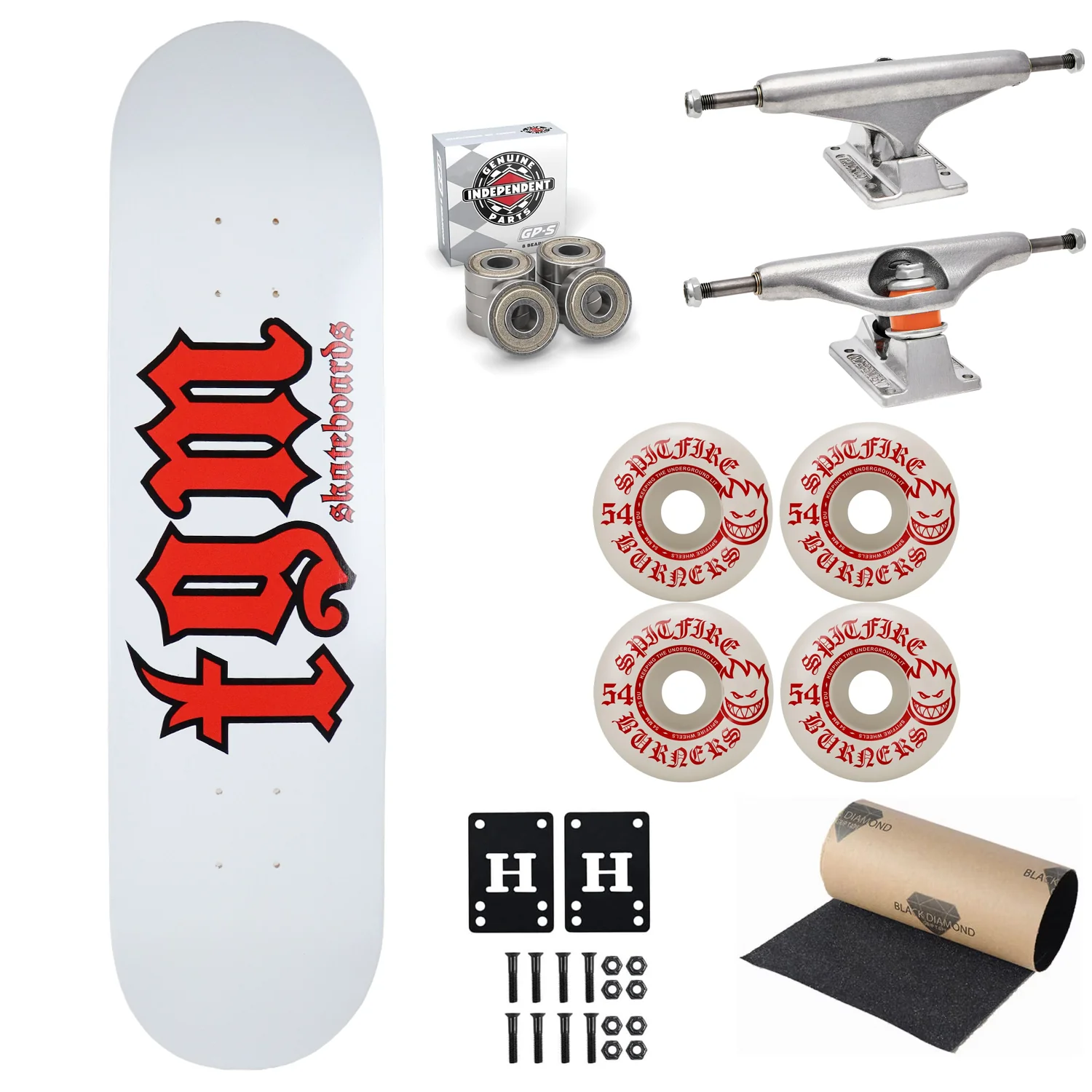 TGM Skateboards OG Goth Logo Skateboard Complete with Independent Spitfire Upgrade - Image 13