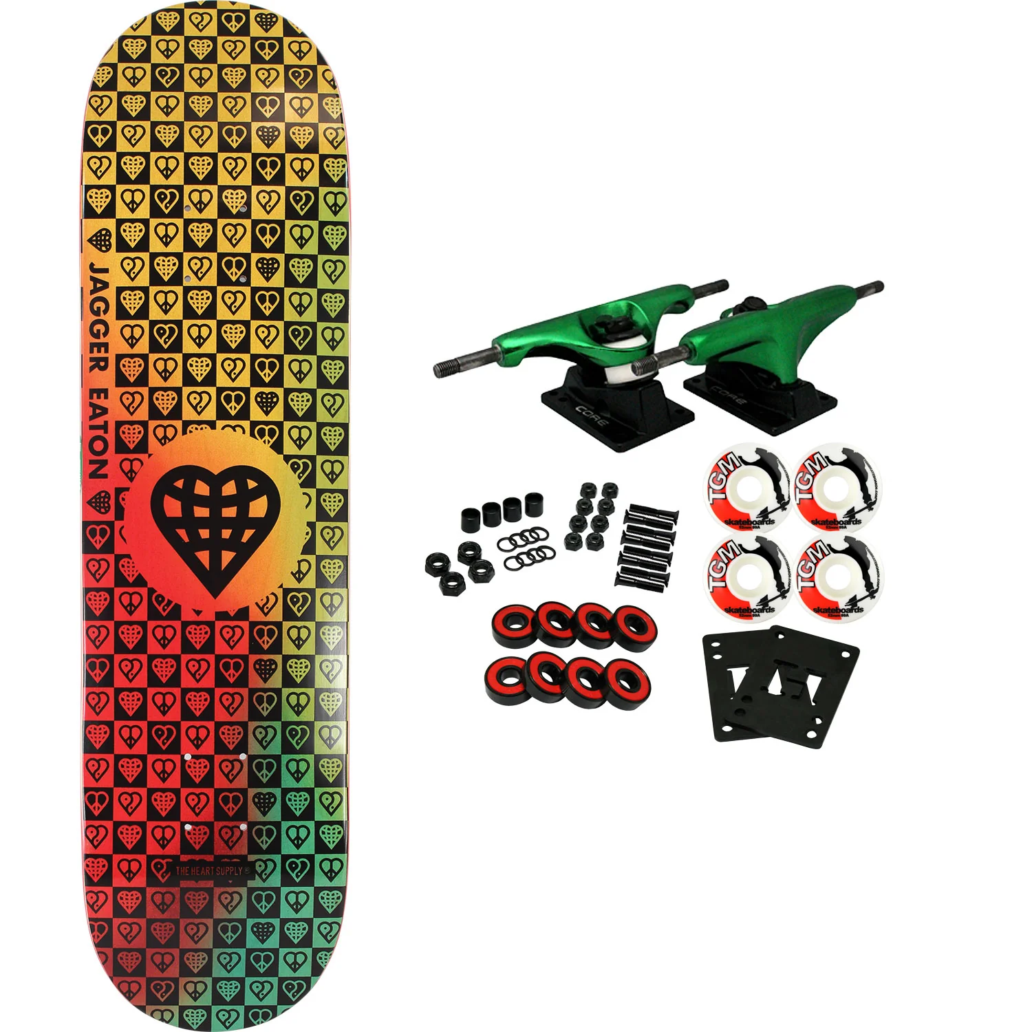 The Heart Supply Skateboard Complete Jagger Eaton Trinity Impact Light 8.0" Tie Dye