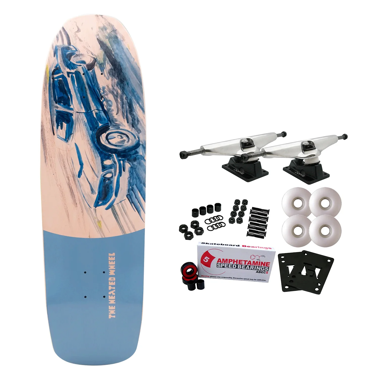 The Heated Wheel Skateboard Complete Fast Lane 9.5" x 32"
