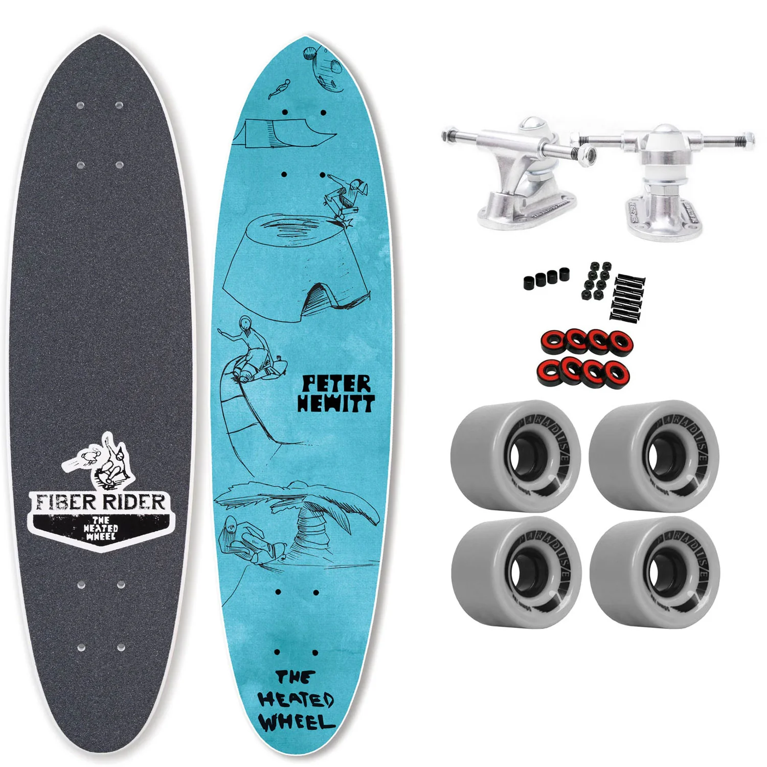 The Heated Wheel Skateboard Complete Peter Hewitt Fiber Rider Retro Cruiser