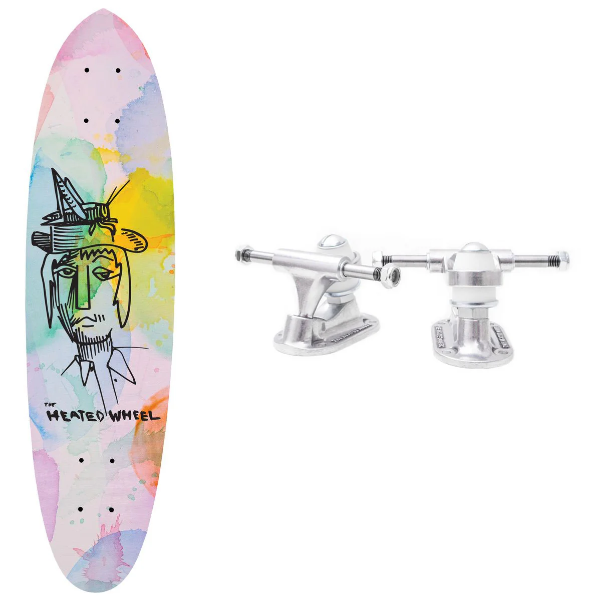 The Heated Wheel Skateboard Deck Fiber Rider Grasshopper Guy with Trucks Included