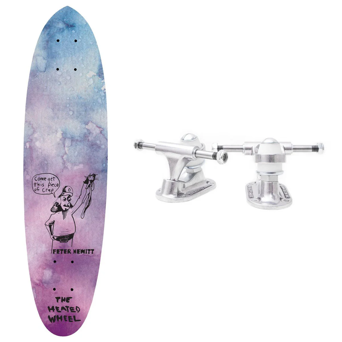 The Heated Wheel Skateboard Deck Fiber Rider Peter Hewitt with Trucks Included
