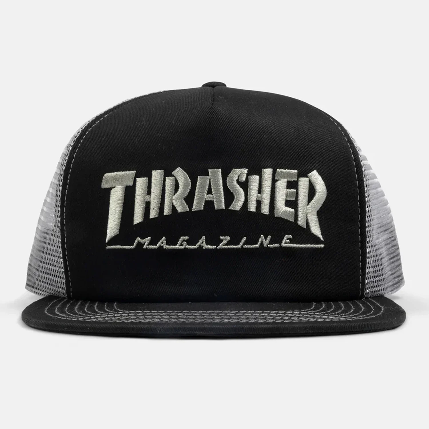 Thrasher Skateboard Hat Embroidered Logo Mesh Black/Grey