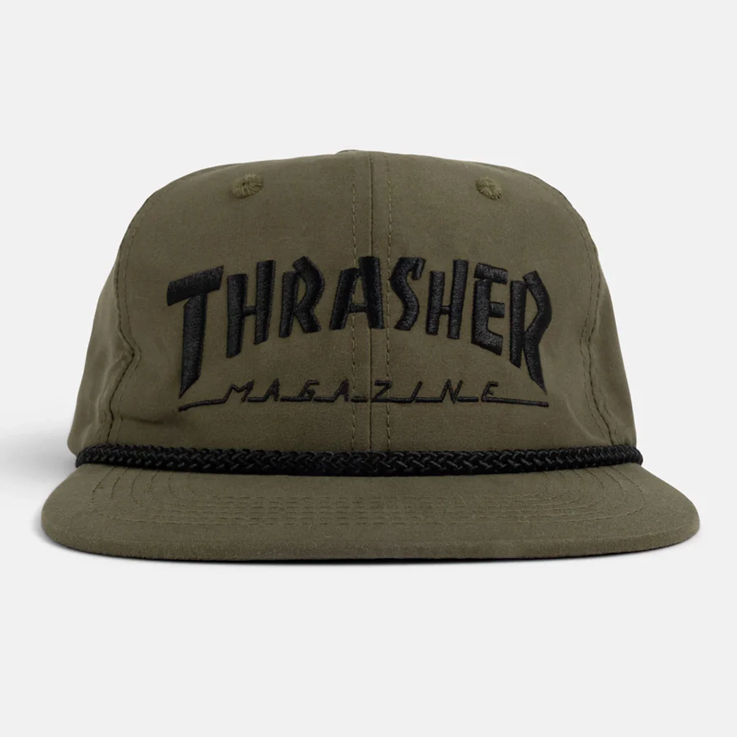 Thrasher Skateboard Hat Rope Snapback Olive/Black