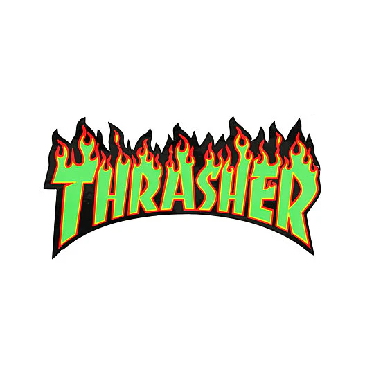Thrasher Sticker Flame Logo Medium Green 3" x 6"