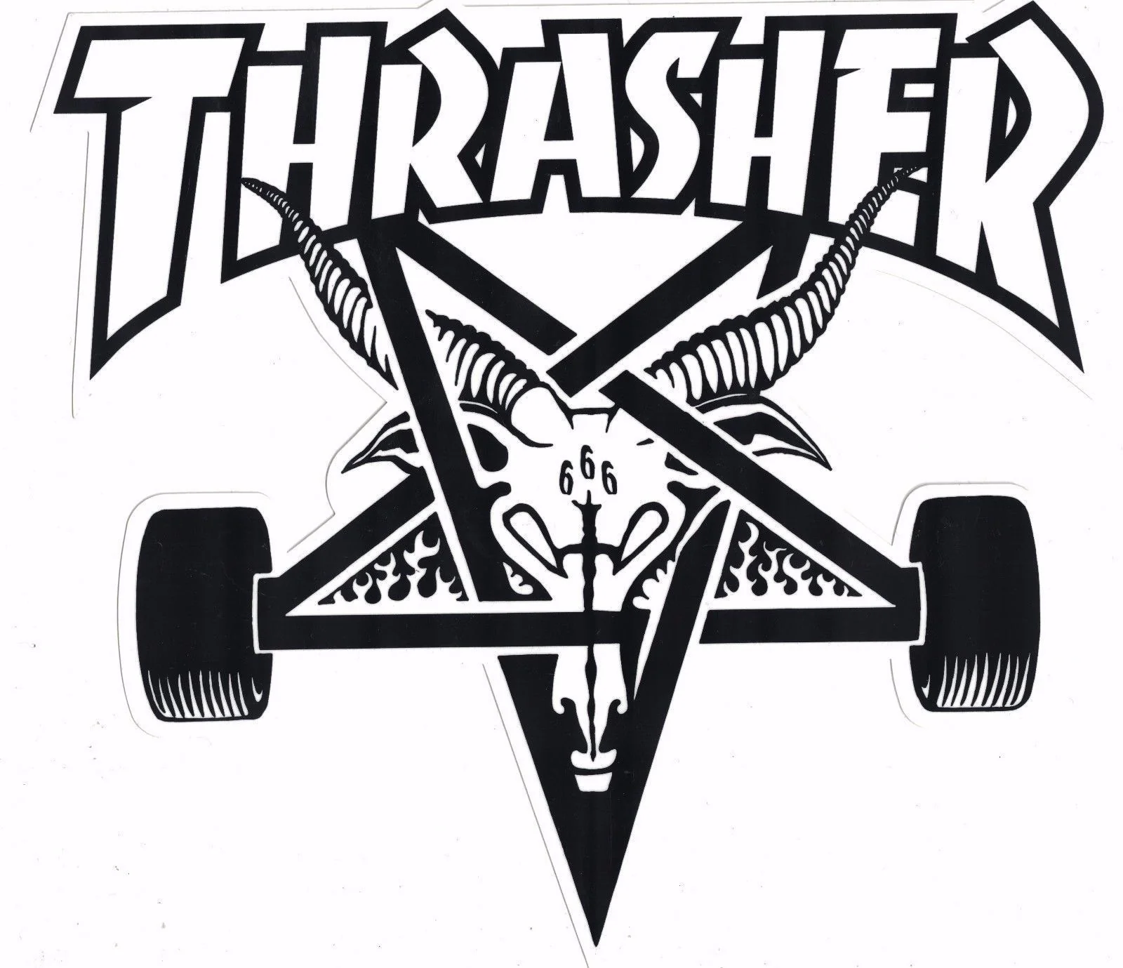 Thrasher Sticker Skate Goat Large White 8.5" x 8"