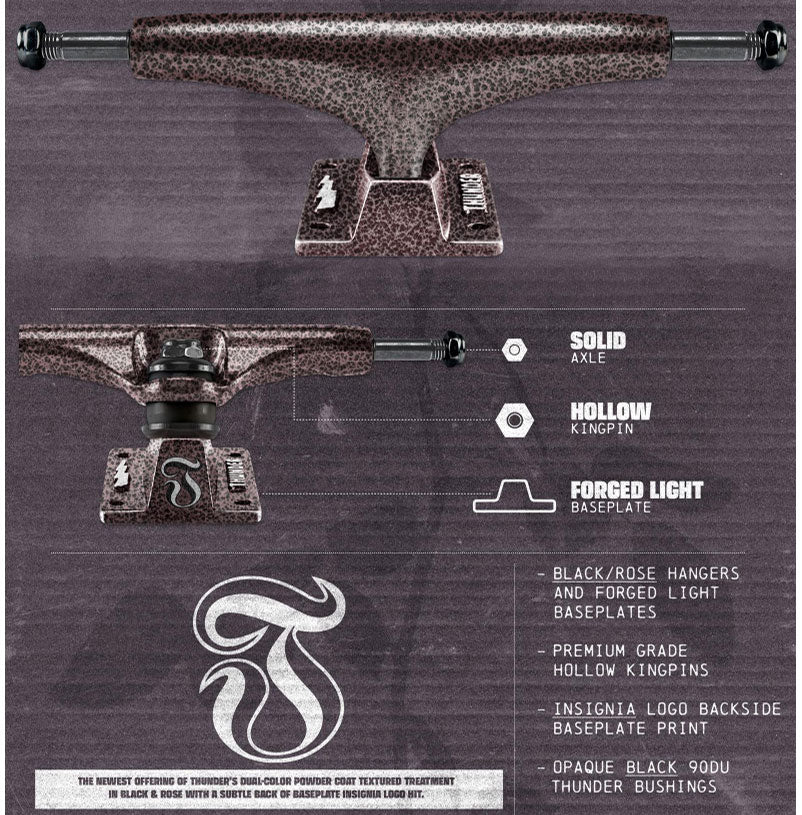 Thunder Skateboard Trucks Lights Black Rose 147 (8.0") - Image 4