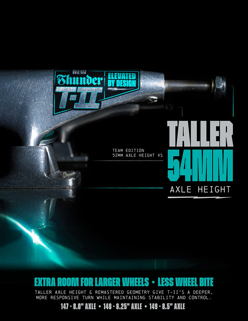 Thunder Skateboard Trucks T-II Polished 149 (8.5") Silver - Image 6