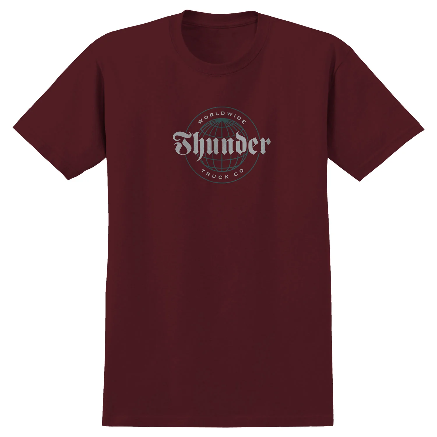 Thunder Trucks Shirt Worldwide Script Maroon/Grey/Green