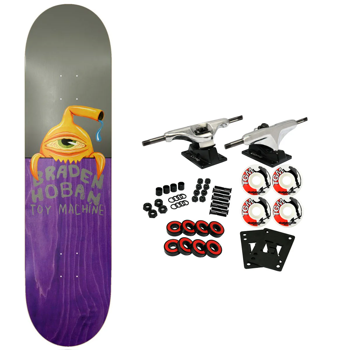 Toy Machine Skateboard Complete Hoban Fence Grey/Purple 8.0" x 31.88"
