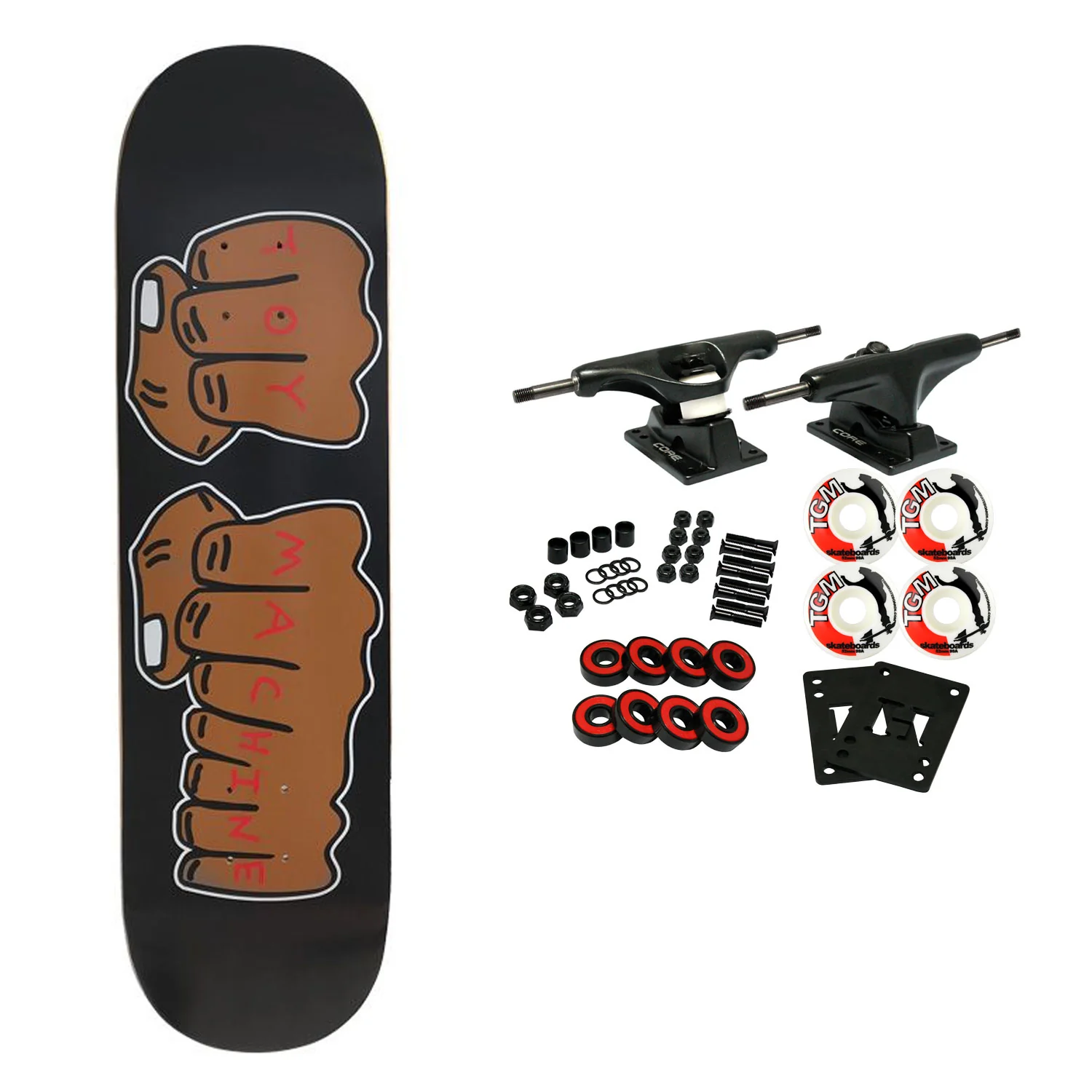 Toy Machine Skateboard Complete New Fists Black/Black 7.75" x 31.25"