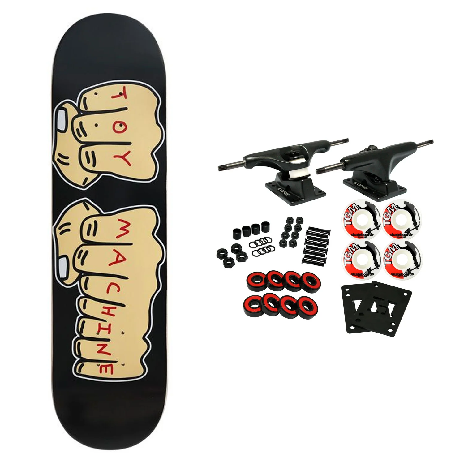 Toy Machine Skateboard Complete New Fists Black/White 7.75" x 31.25"