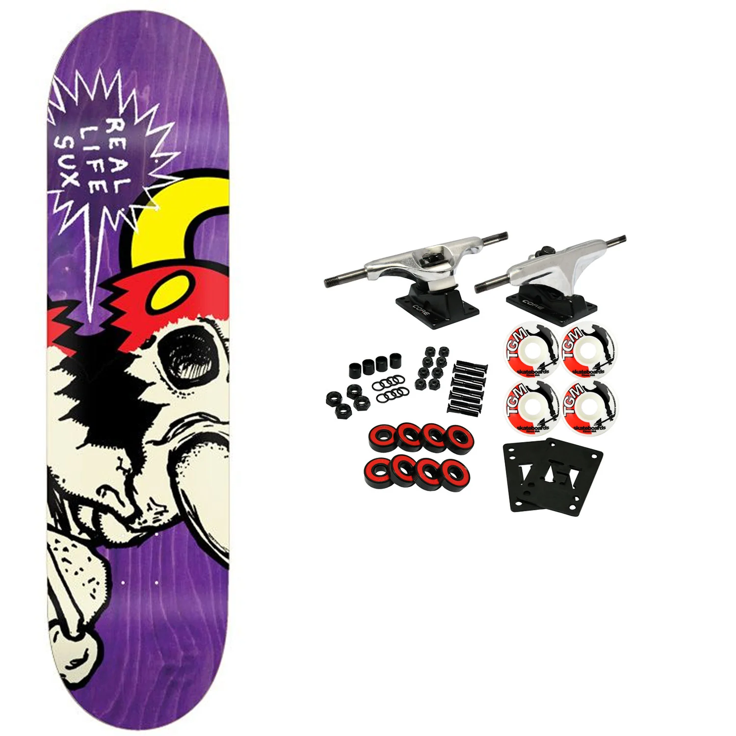Toy Machine Skateboard Complete Real Life Sux Assorted 8.25" x 31.88"