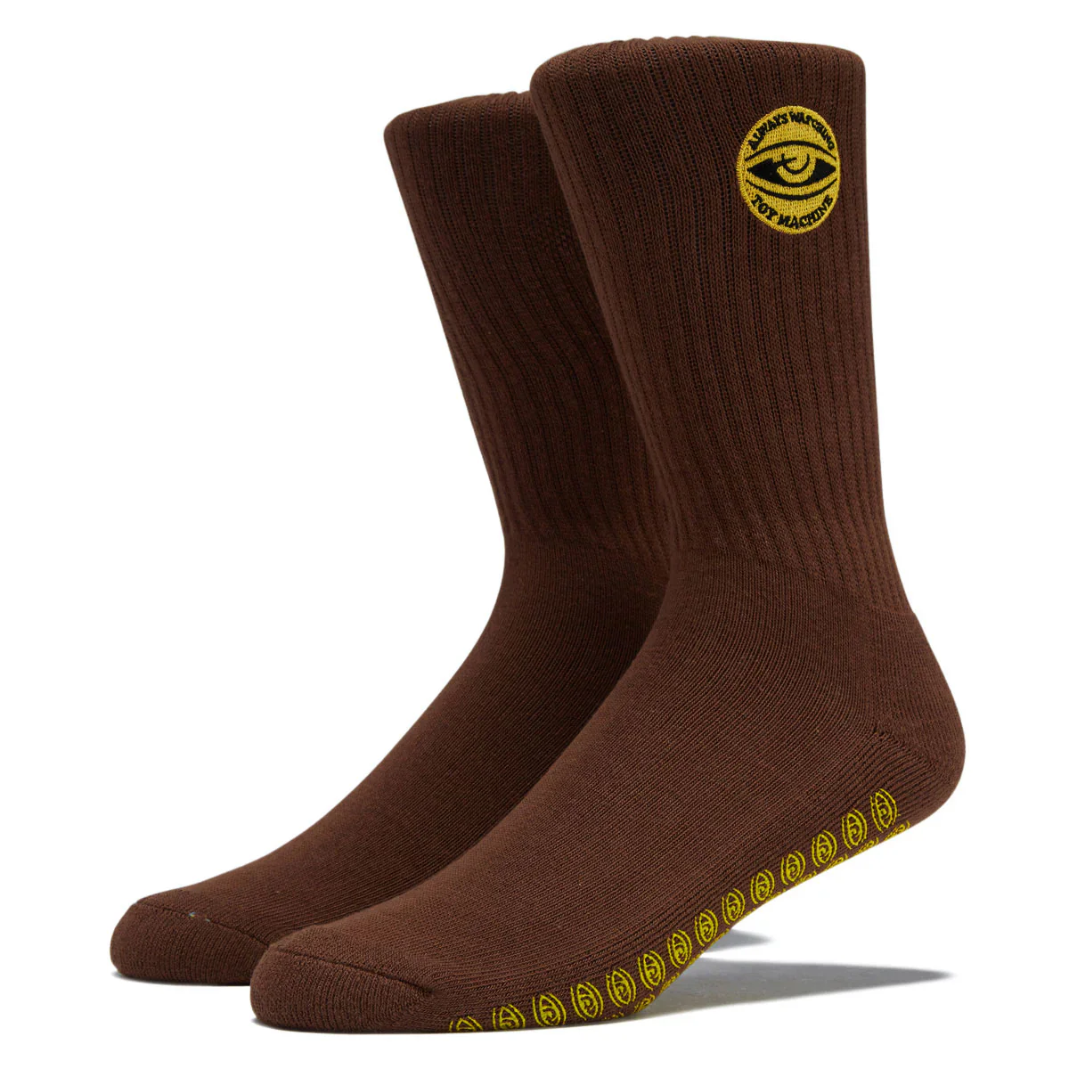 Toy Machine Skateboards Socks Always Watching Grip Brown - Image 2
