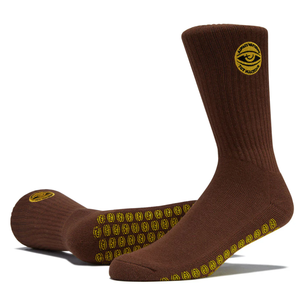 Toy Machine Skateboards Socks Always Watching Grip Brown - Image 3