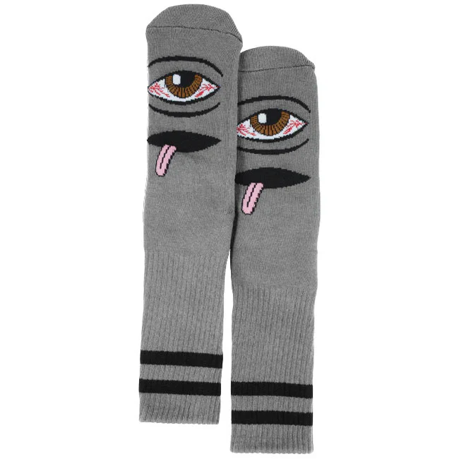 Toy Machine Skateboards Socks Bloodshot Eye Grey Adult Crew