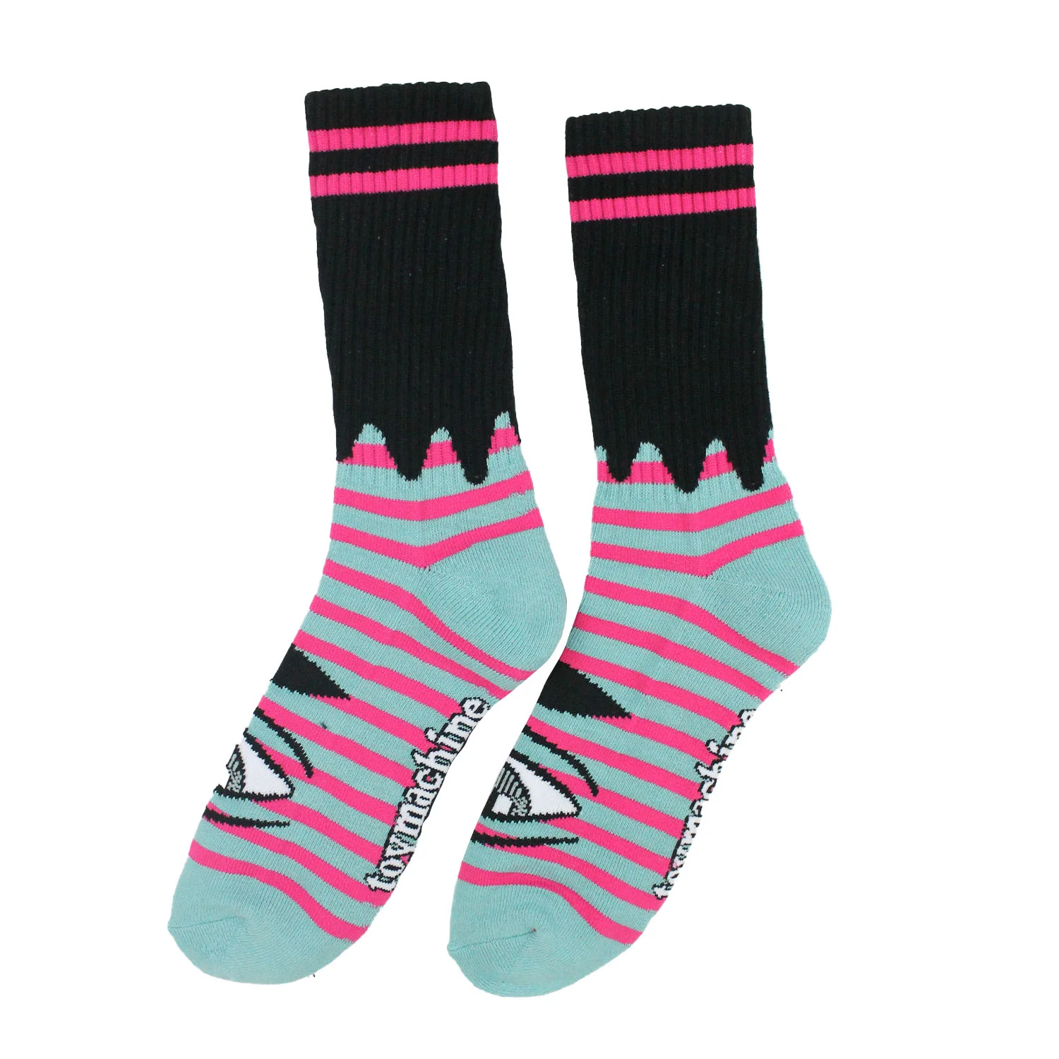 Toy Machine Socks Sect Eye Stripe Sage/Black Crew Pair