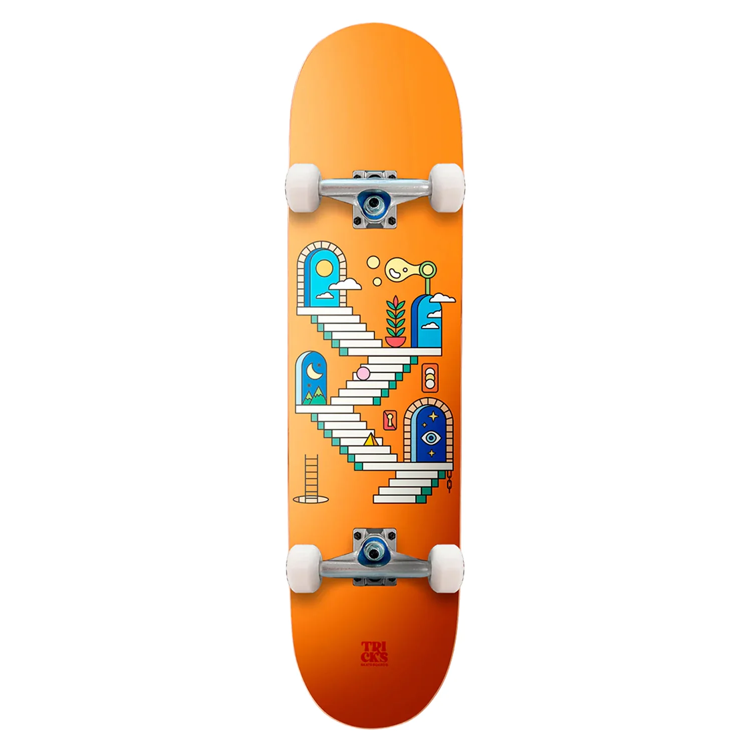 Tricks Skateboard Complete Stairs Maxi Orange 8.0" x 31.85"