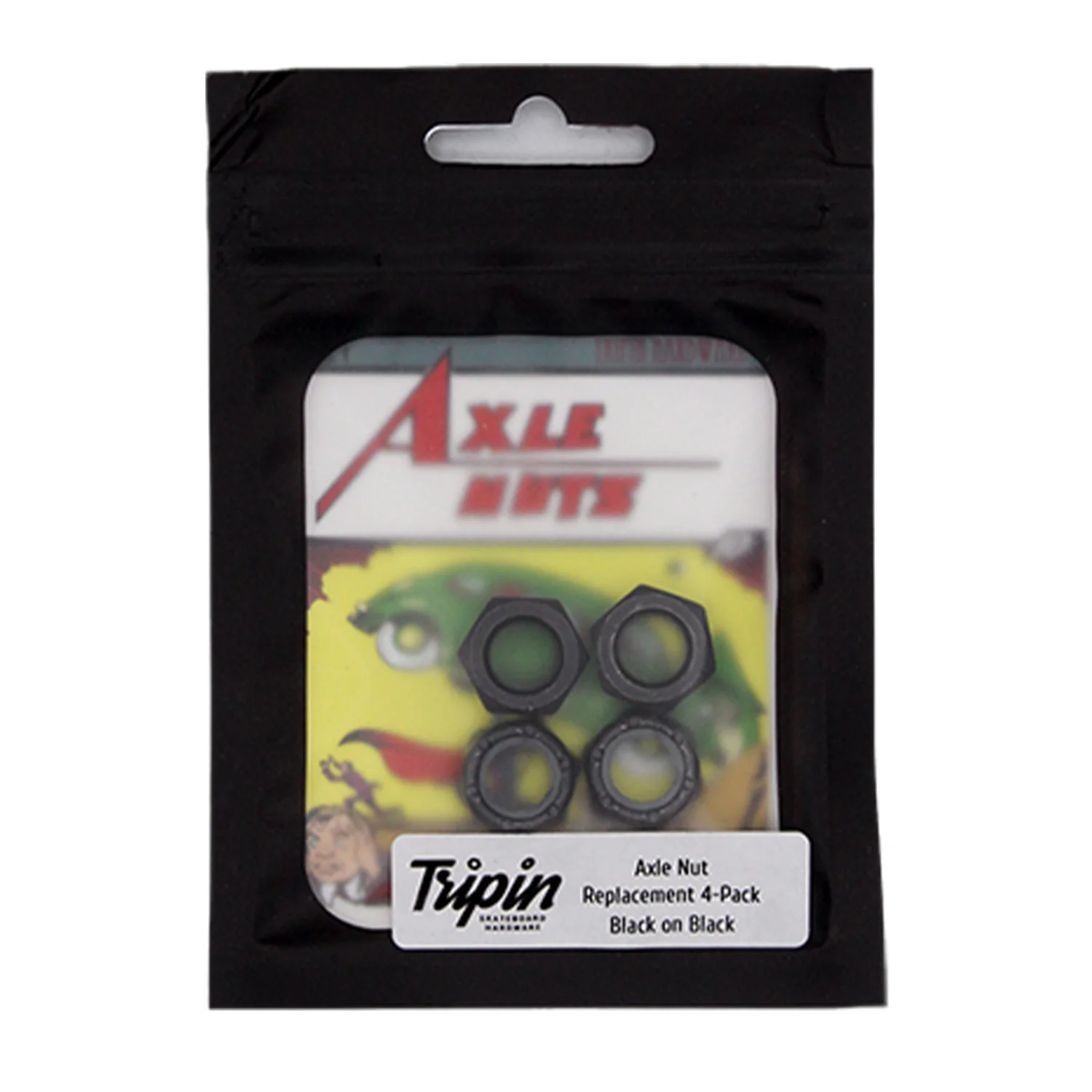 Tripin Skateboard Hardware Black on Black Axle Nuts