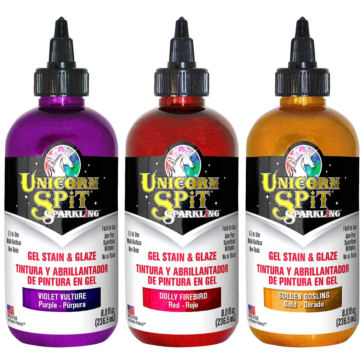 Unicorn Spit Concentrated Gel Stain and Glaze 8.0oz Sunset Sparkle Collection 3-Pack