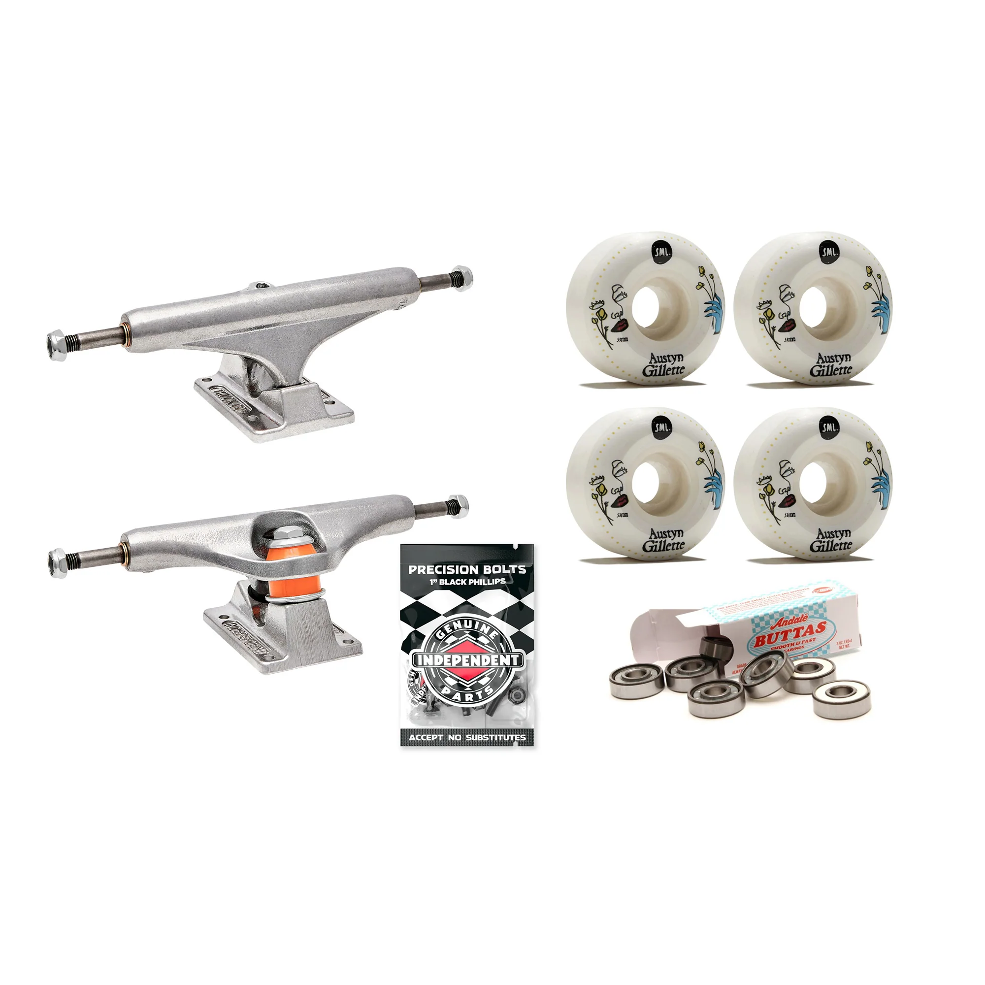Upgrade Your Skateboard Premium Parts Package - Independent Trucks, Sml Wheels, Andale Bearings - Image 6