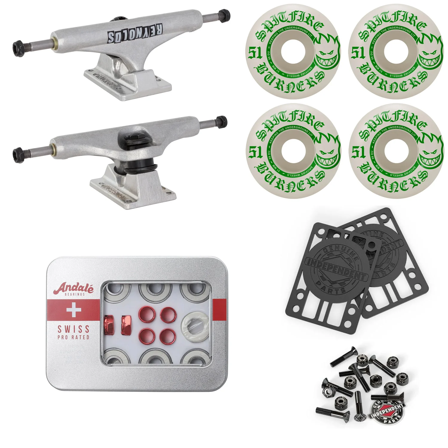 Upgrade Your Skateboard Premium Parts Package - Independent Trucks, Sptifire Wheels, Andale Swiss Bearings - Image 24