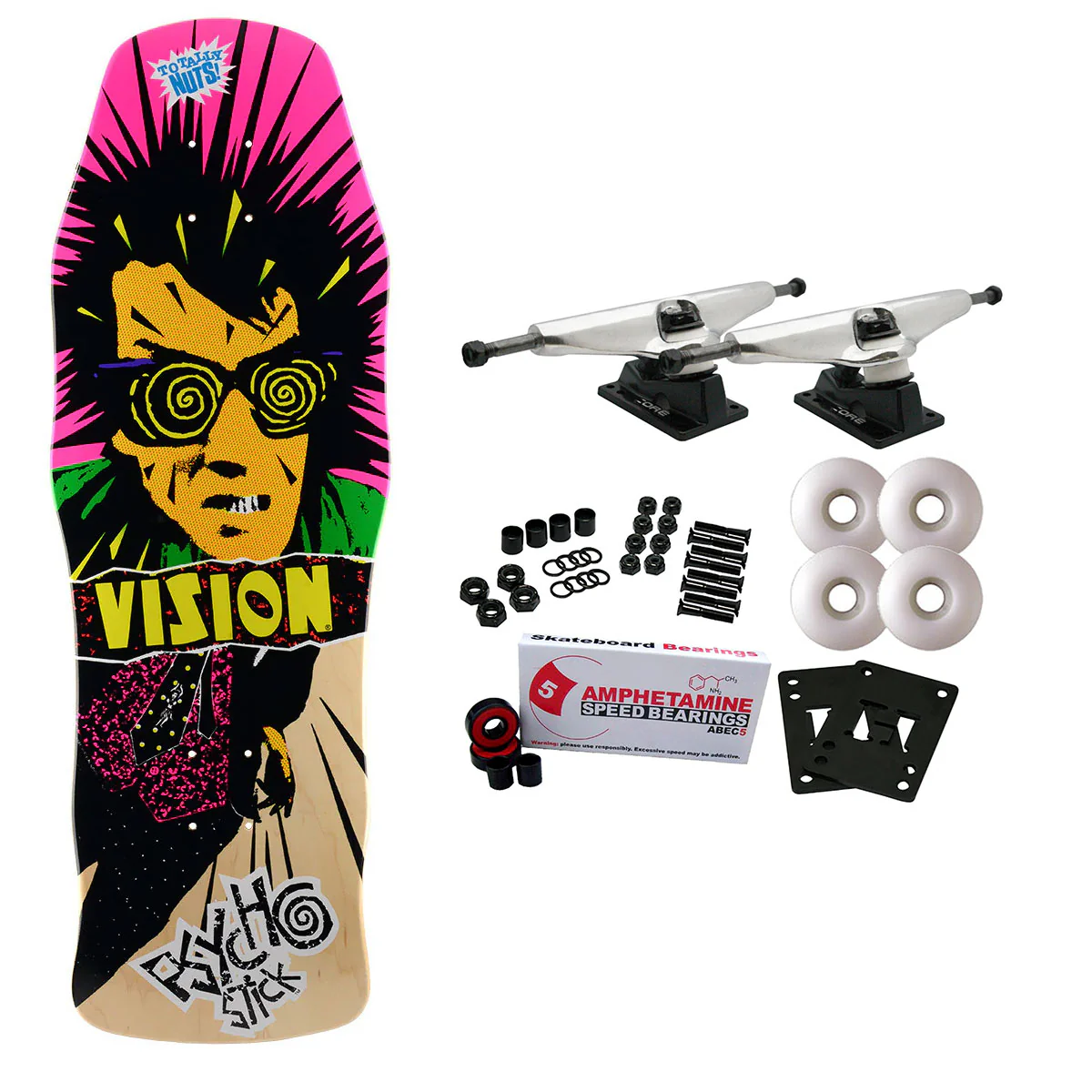 Vision Skateboard Complete Psycho Stick Natural 10" x 30" Old School