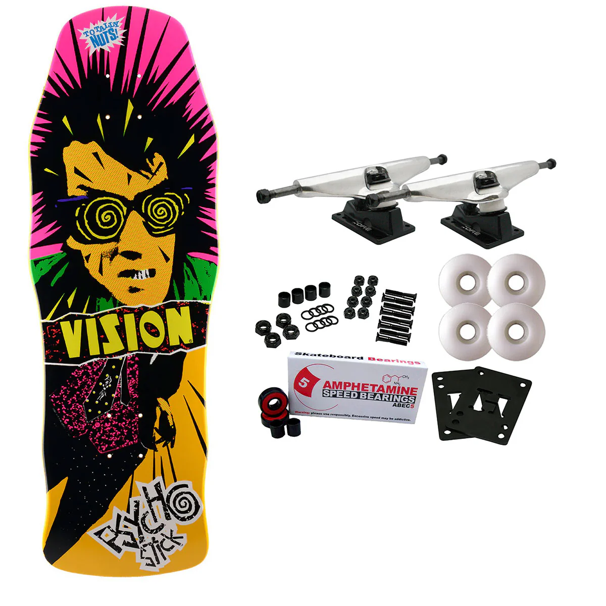 Vision Skateboard Complete Psycho Stick Yellow 10" x 30" Old School