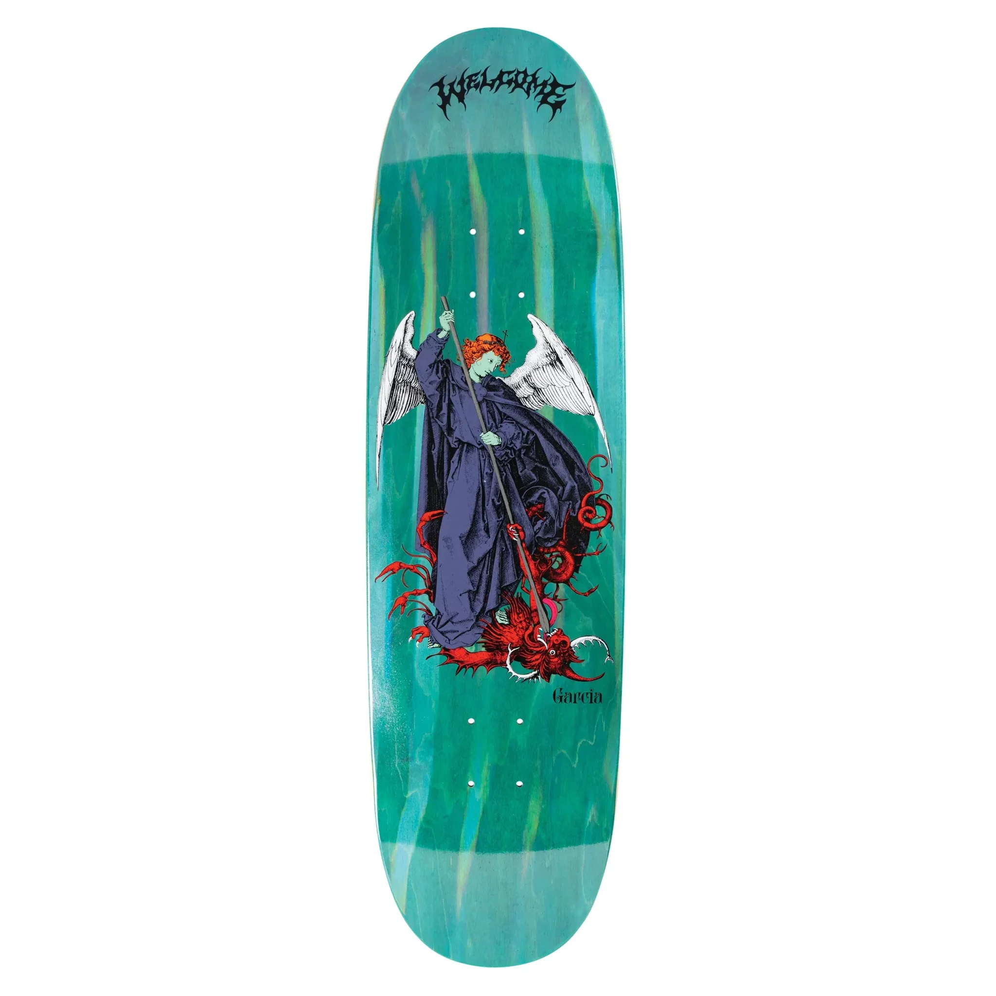 Welcome Skateboard Deck Garcia Spear on Son of Boline Teal/Prism Foil 8.8" x 32.5"
