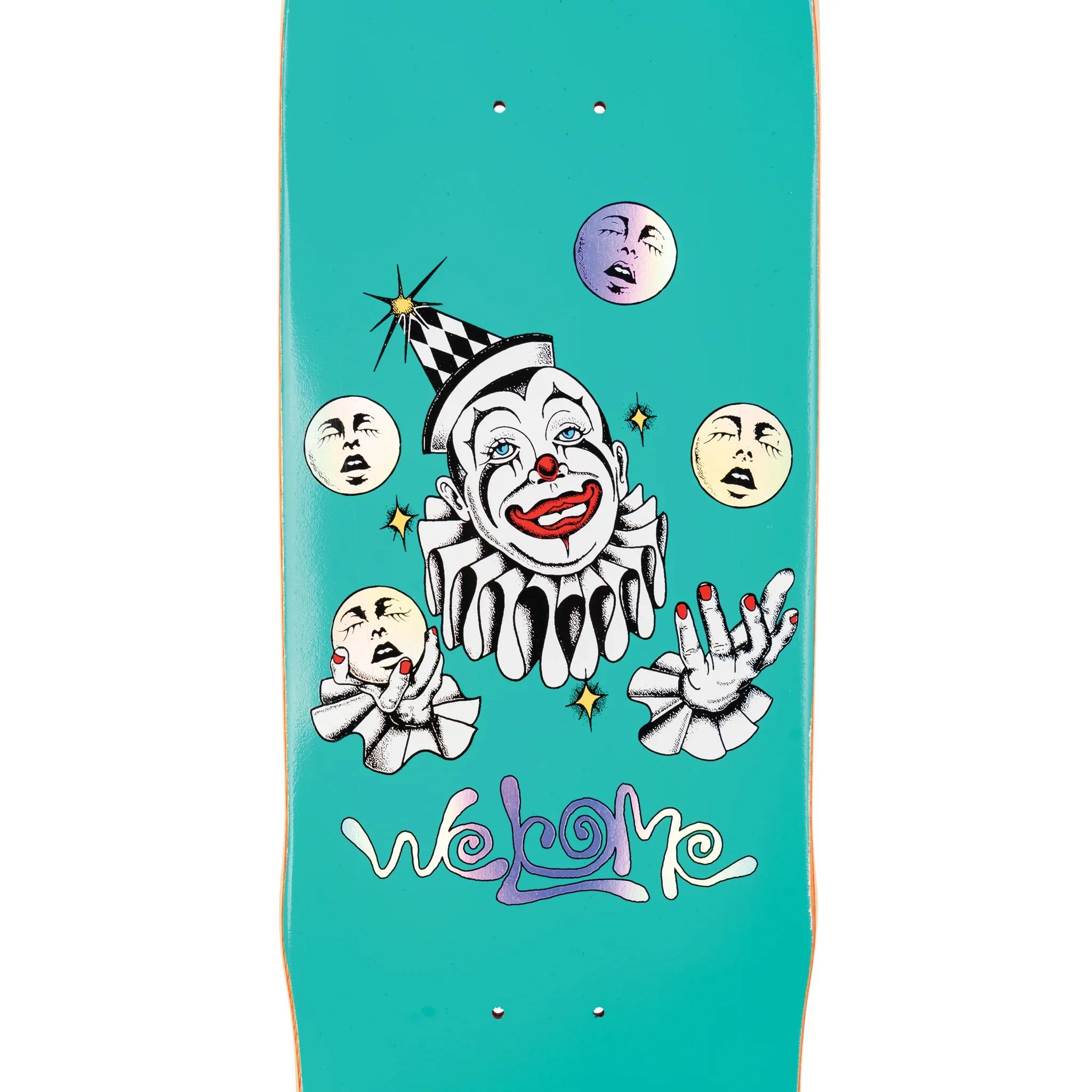 Welcome Skateboard Deck Juggler on Effigy Teal/Prism Foil 8.8" x 32.5" - Image 3