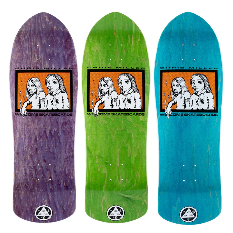 Welcome Skateboard Deck Miller Couple on Crossbone Assorted 10" x 30" - Image 2