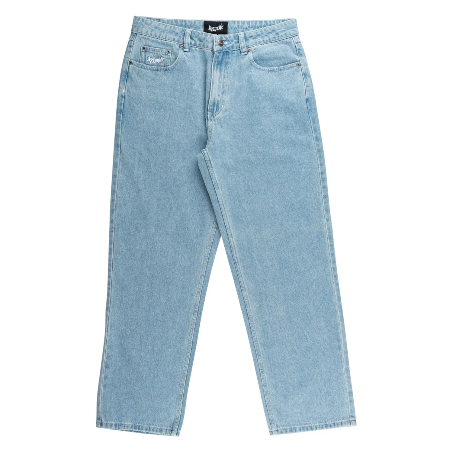Welcome Skateboard Pants Immortal Loose Straight Denim Washed Blue Jeans Blue