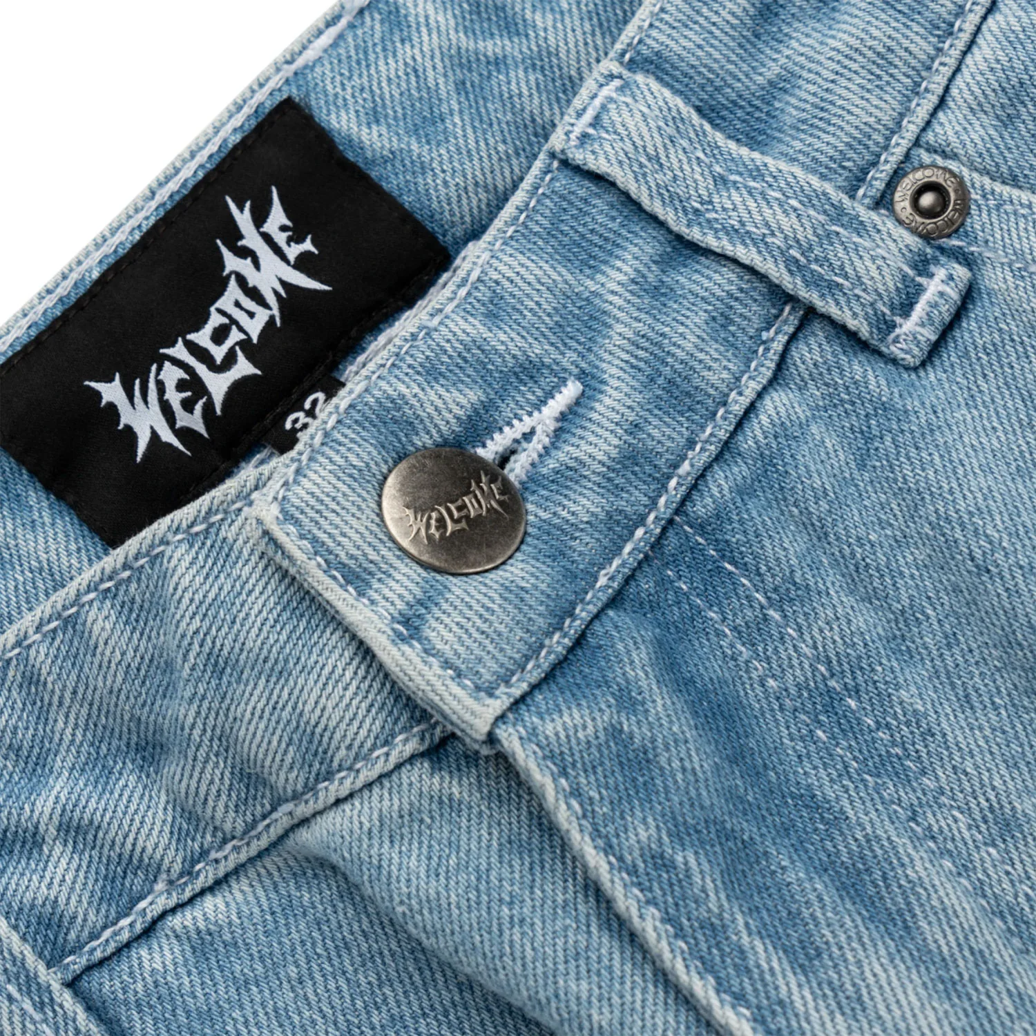 Welcome Skateboard Pants Immortal Loose Straight Denim Washed Blue Jeans Blue - Image 3