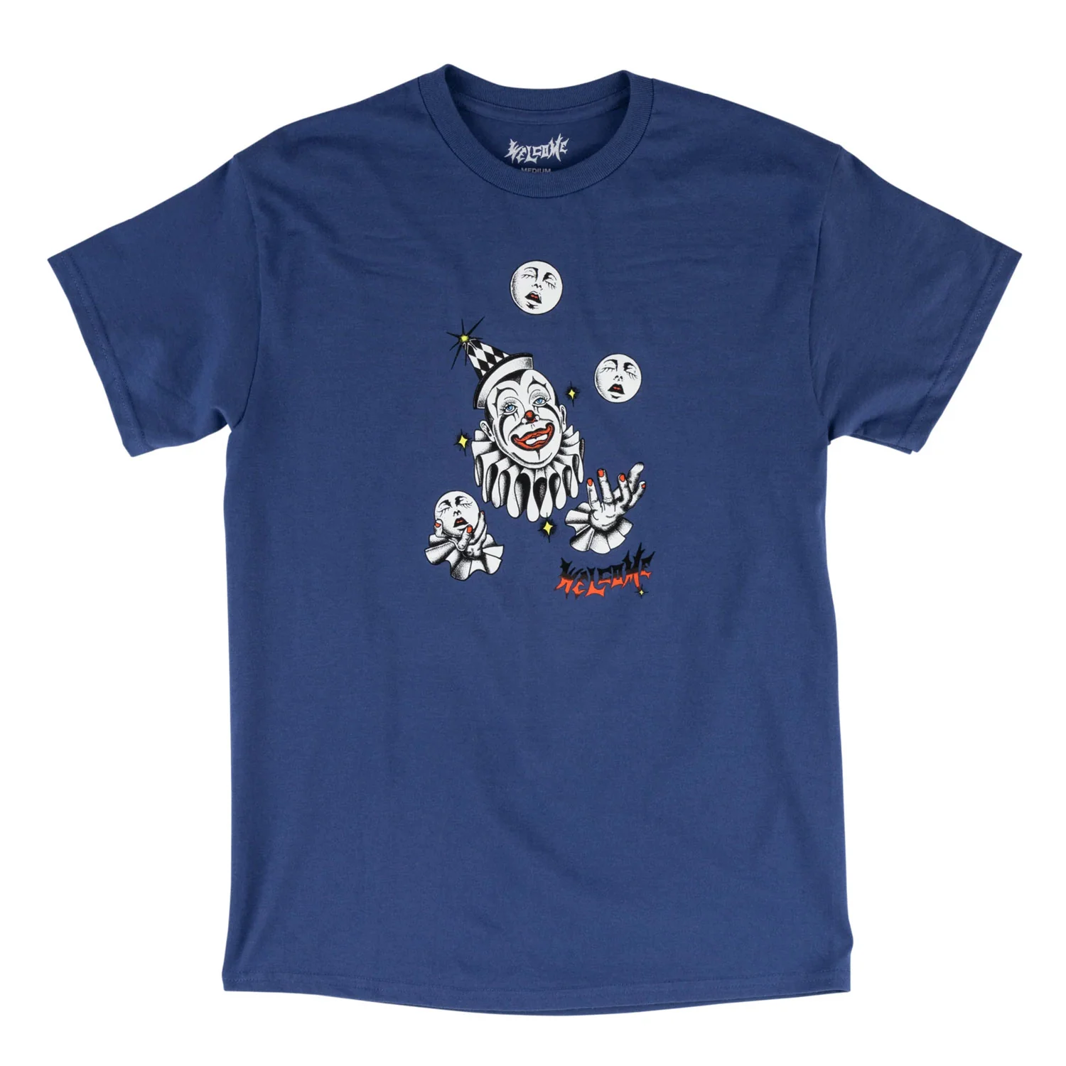 Welcome Skateboard T-Shirt Juggler Navy