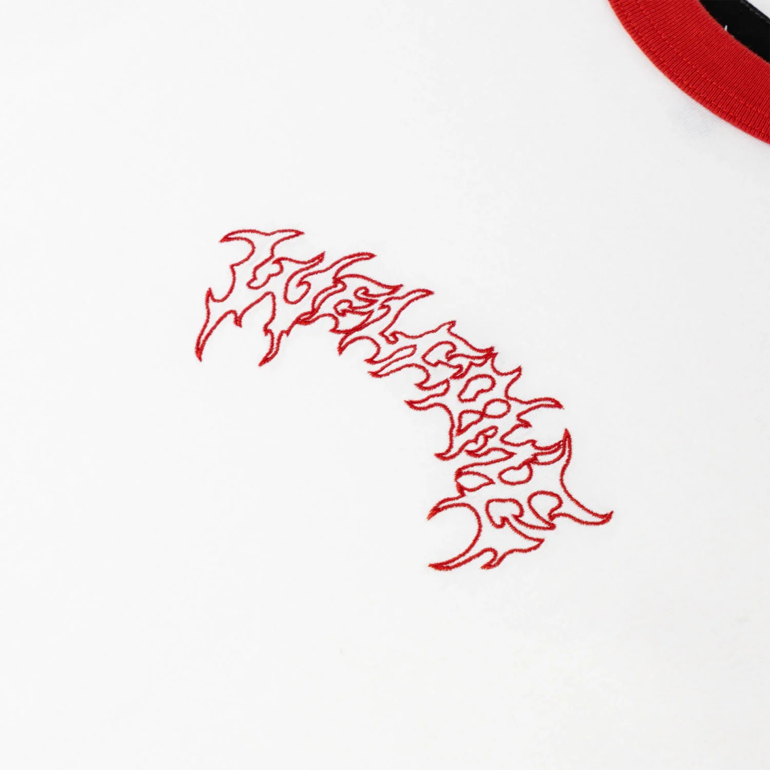 Welcome Skateboards Shirt Barb Ringer White/Red - Image 3