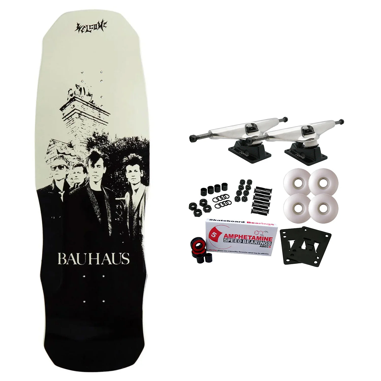 Welcome Skateboards x Bauhaus Portrait on Dark Lord Bone Complete 9.75" x 31.50"