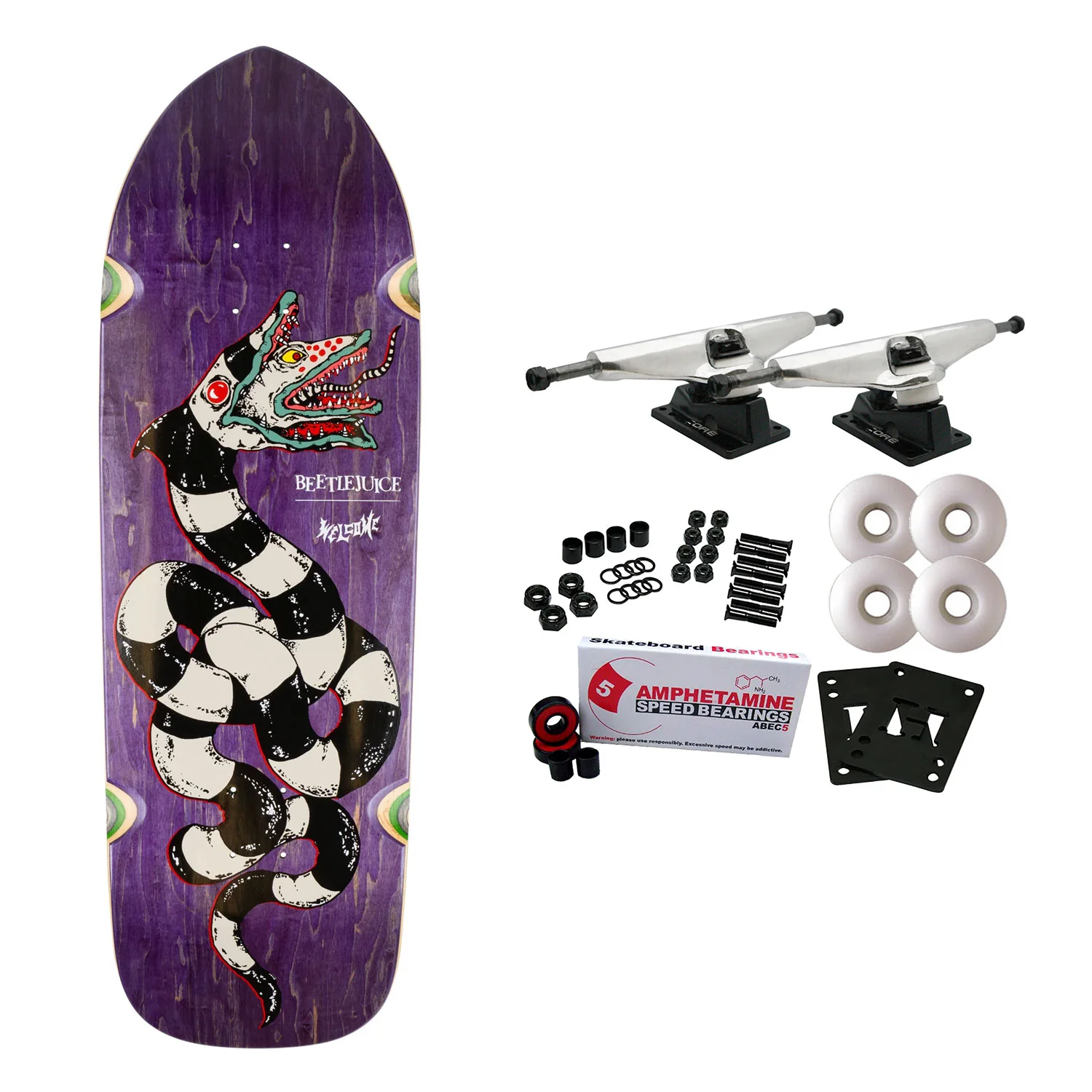 Welcome Skateboards x Beetlejuice Complete Sandworm on Magic Bullet 2.0 Purple Stain 10.5" x 33"