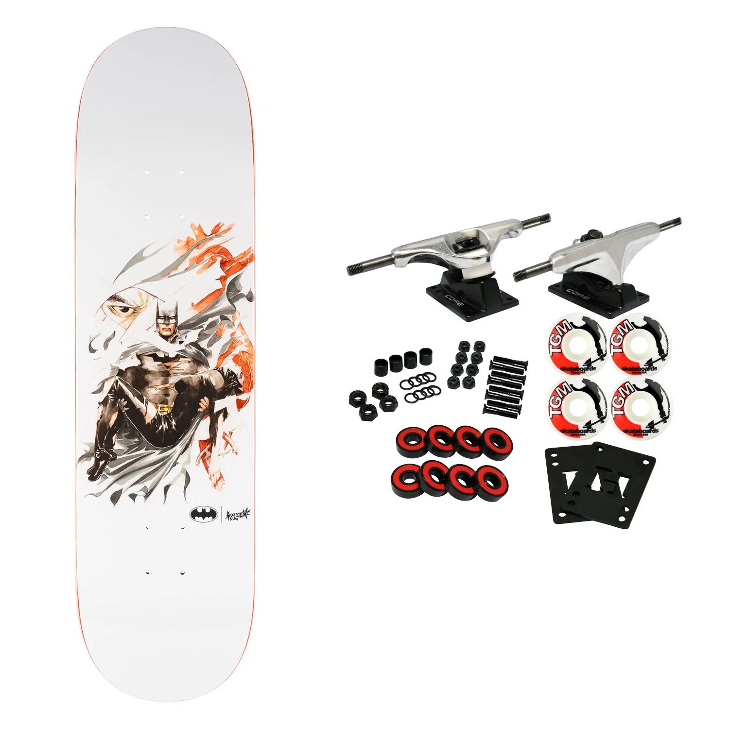 Welcome x Batman Skateboard Complete Heart of Hush on Popsicle Bone 8.5"