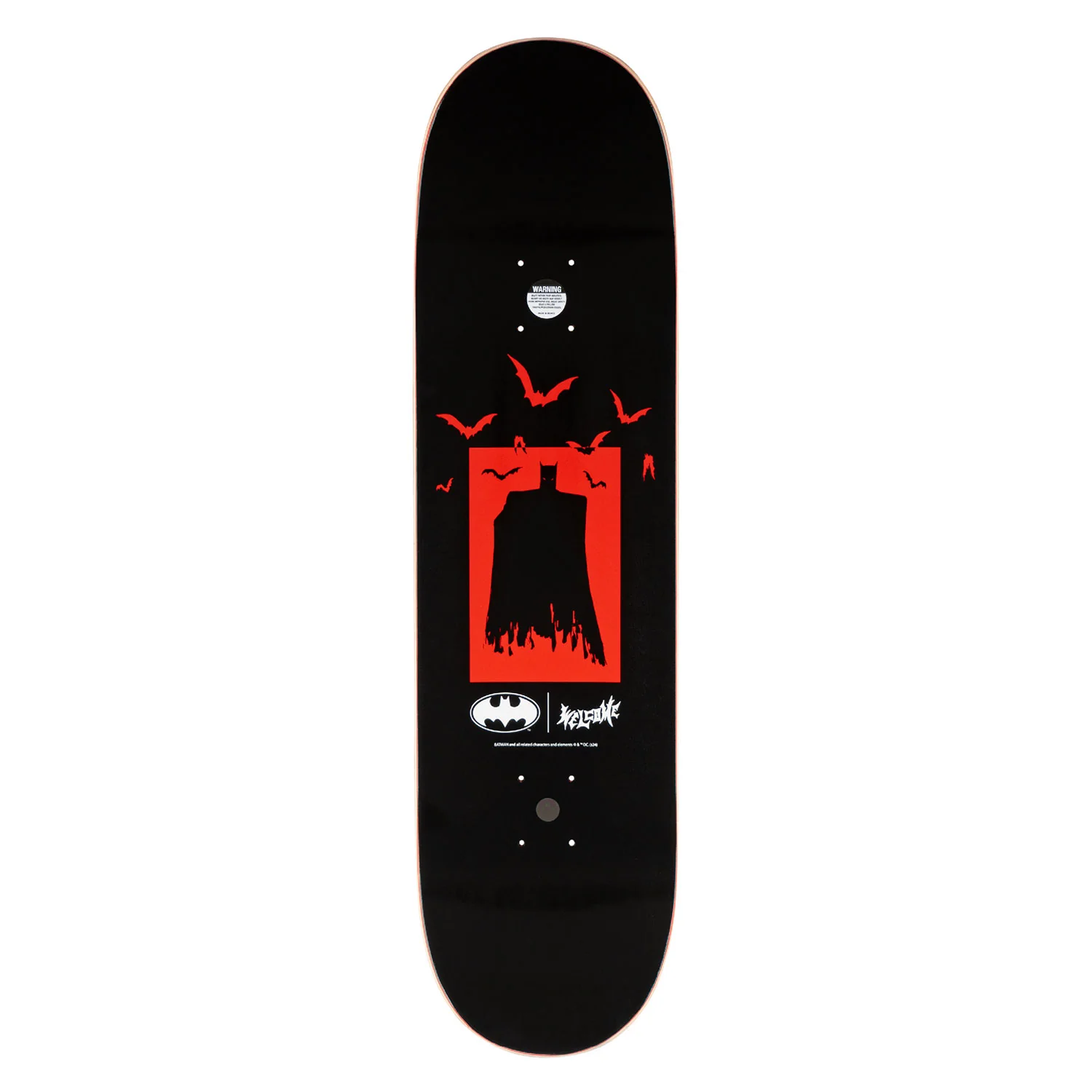 Welcome x Batman Skateboard Deck Bat Flames on Popsicle Black 8.5" - Image 2