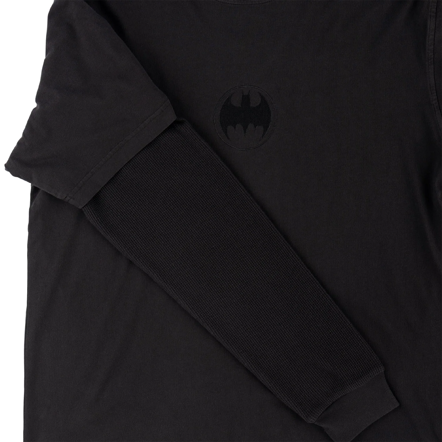 Welcome x Batman Skateboard Longsleeve Bat Signal Layered Knit Washed Black - Image 4