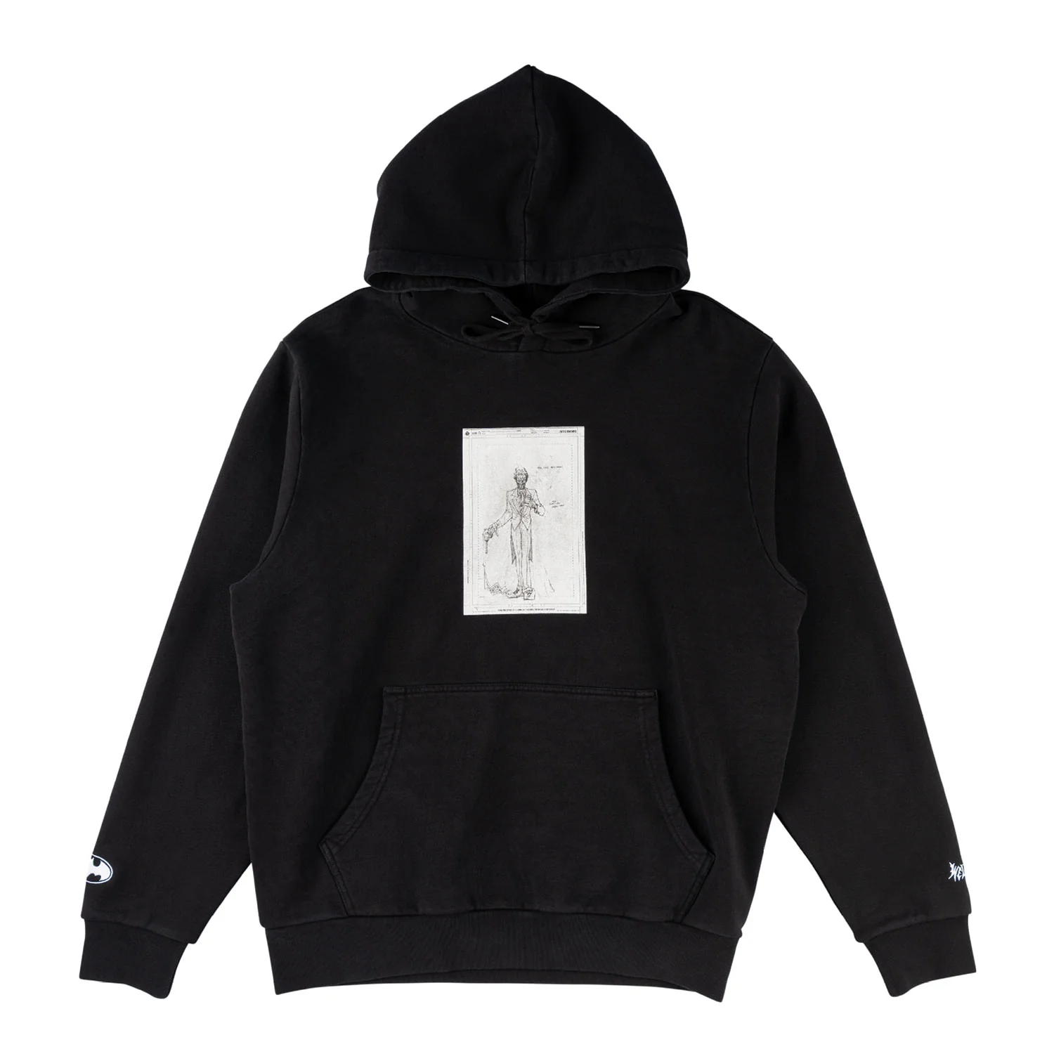 Welcome x Batman Skateboard Sweatshirt Devil Horns Pigment-Dye Hoodie Black