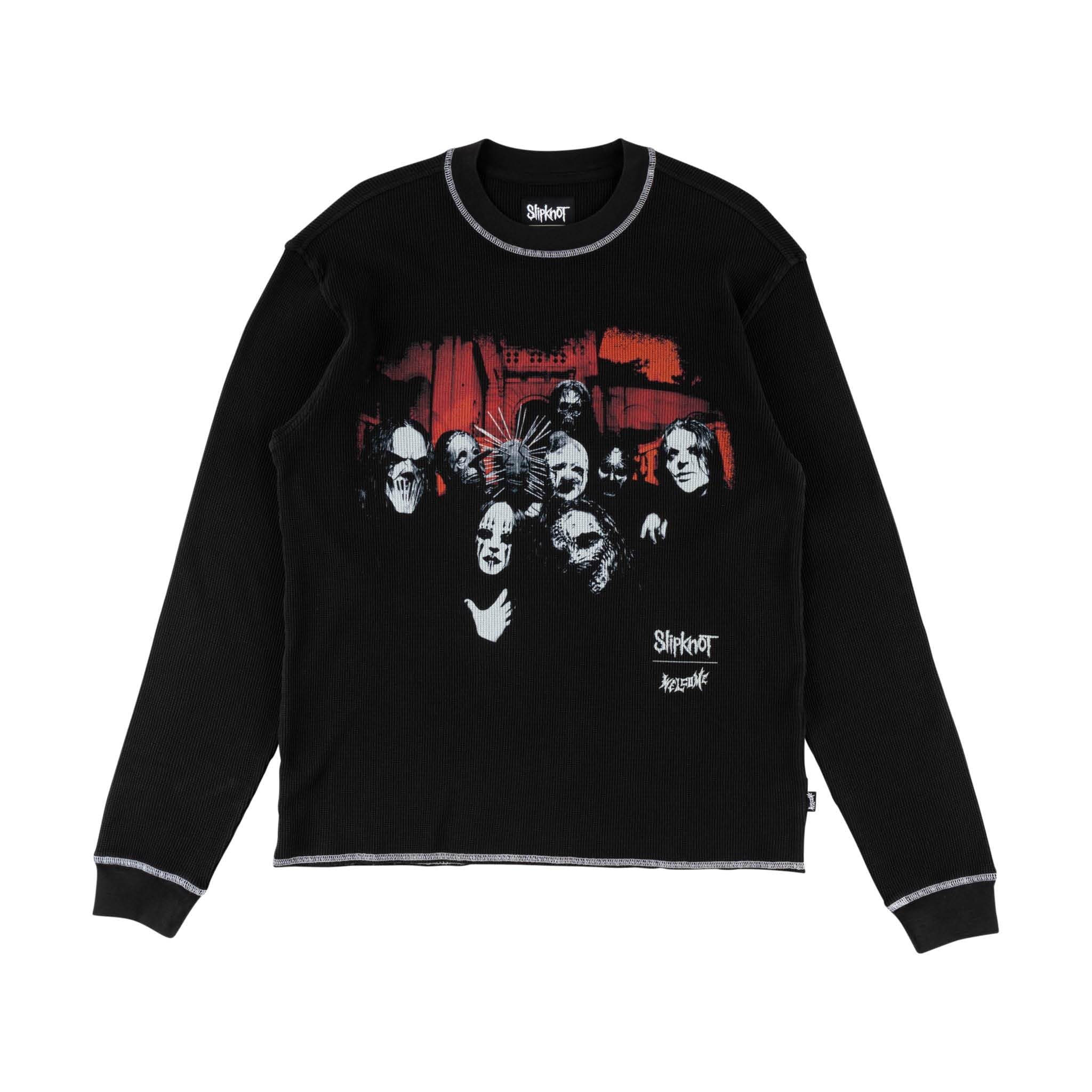 Welcome x Slipknot Longsleeve Shirt Masks Contrast Stitch Thermal Black/White - Image 2