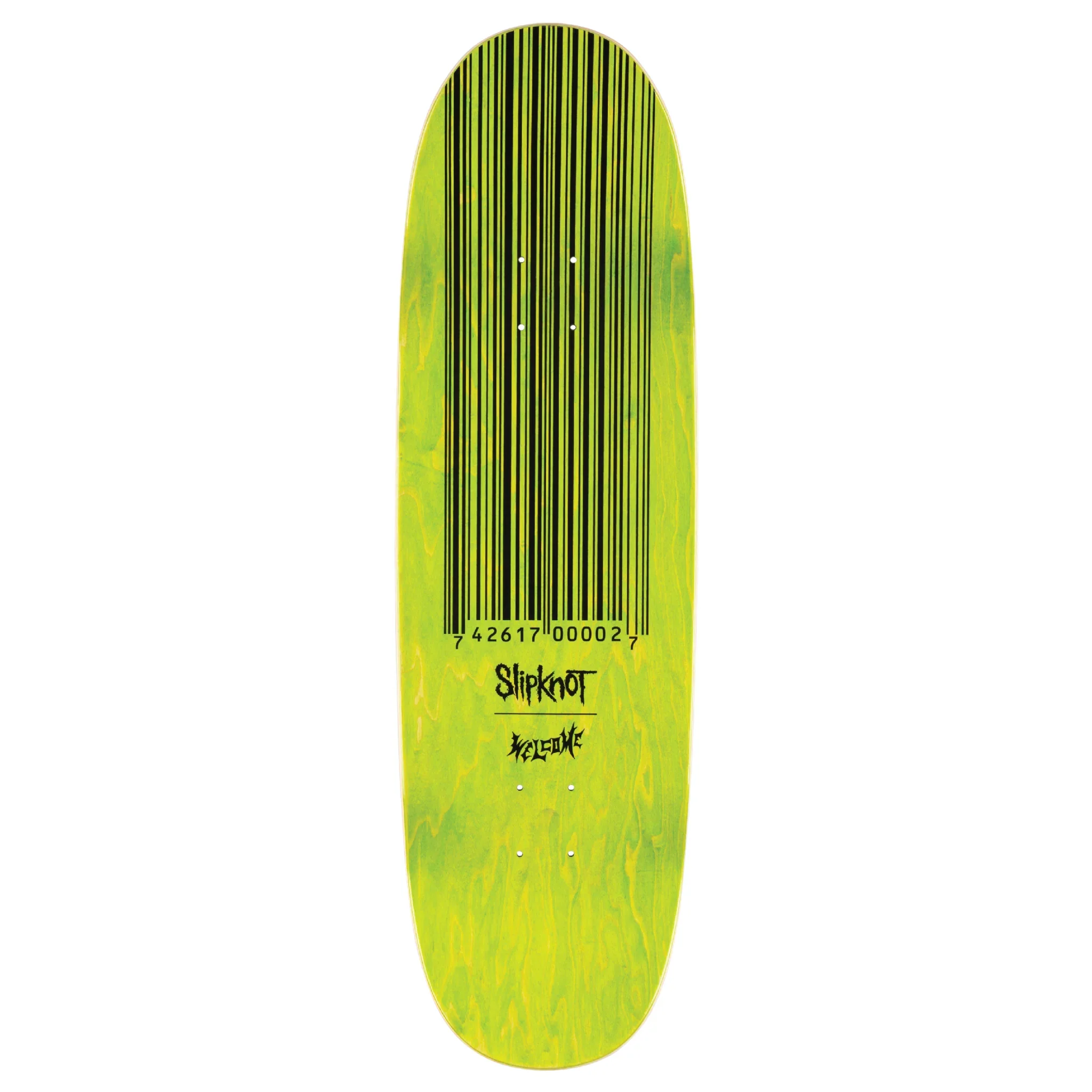 Welcome X Slipknot Skateboard Deck Oval Logo on Boline 2.0 Black/Green Stain 9.5" - Image 4