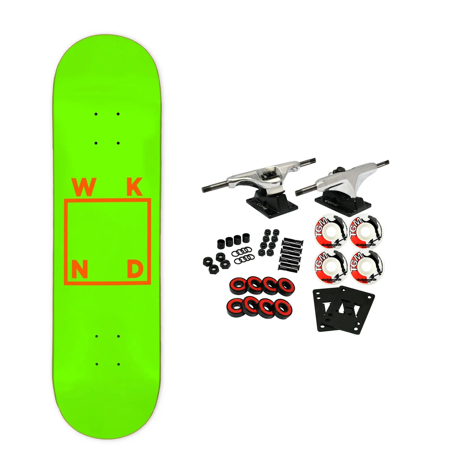 WKND Skateboard Complete Team Logo Green/Orange 8.0" x 31.75"