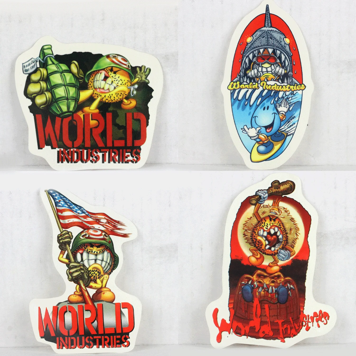 World Industries Skateboard Stickers Flameboy and Wetwilly Stickers 6 Pack