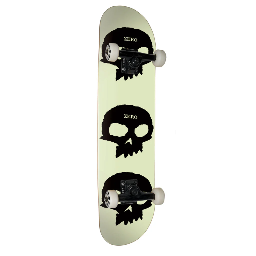 Zero Skateboard Complete 3 Skulls Glow 8.0" x 32.25" Factory Assembled Ready to Ride