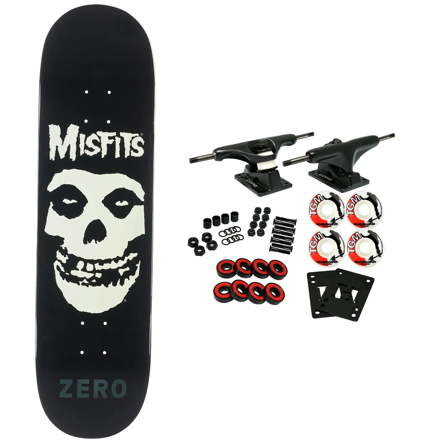 Zero Skateboard Complete Misfits Fiend Skull Glow 8.5" x 32.3"
